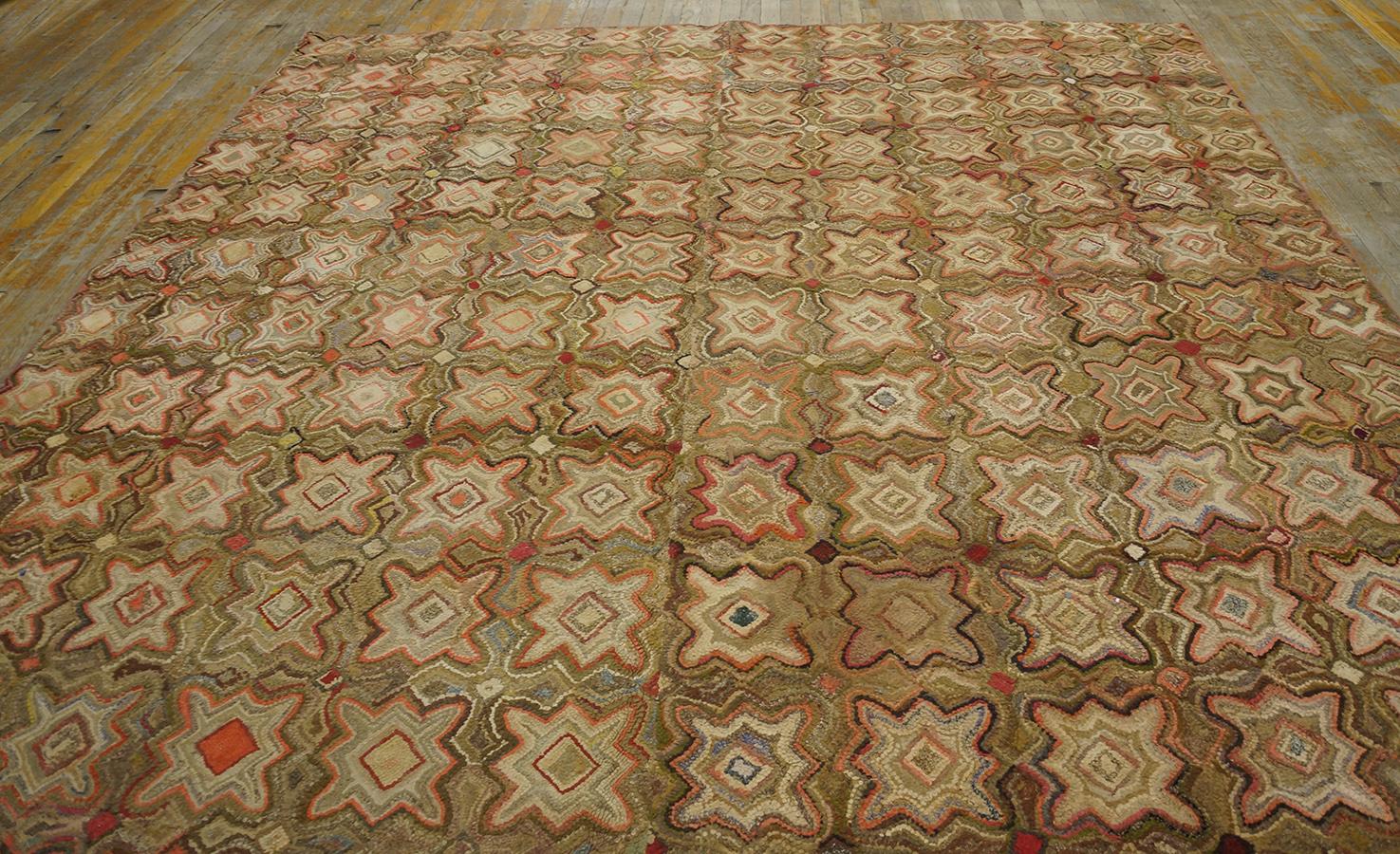 Antique  American Hooked Rug 8' 4'' x8' 8''  For Sale 1