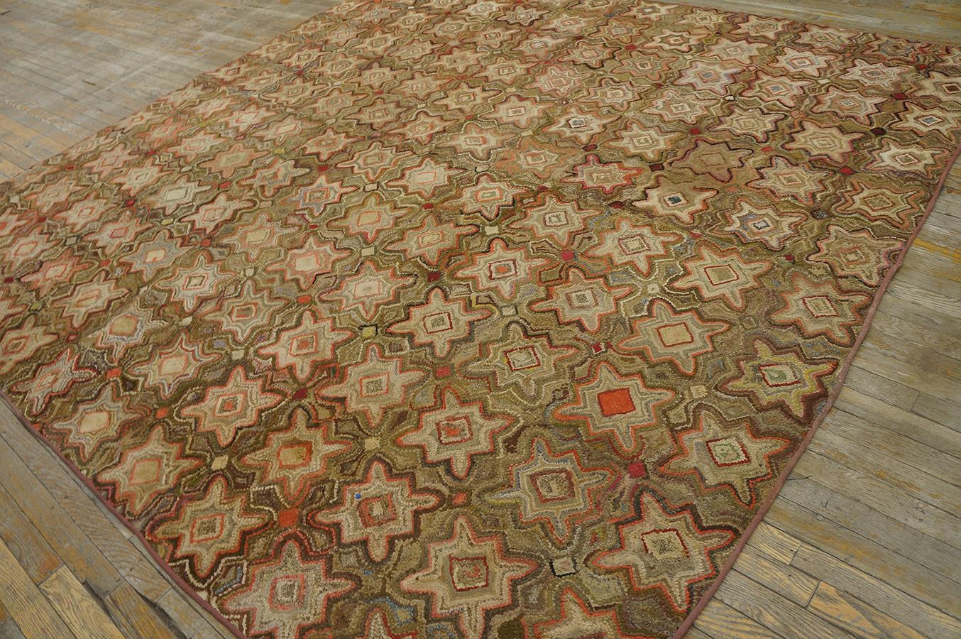 Antique  American Hooked Rug 8' 4'' x8' 8''  For Sale 2