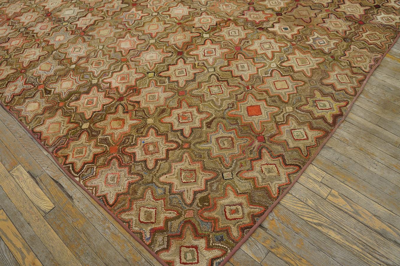 Antique  American Hooked Rug 8' 4'' x8' 8''  For Sale 3