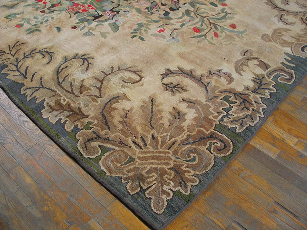 Hand-Woven Antique American Hooked Rug For Sale