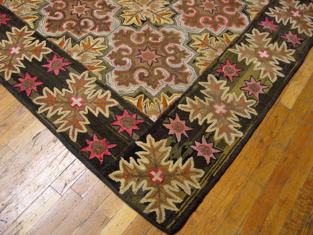 Hand-Woven 19th Century American Hooked Rug ( 8' x 9'6