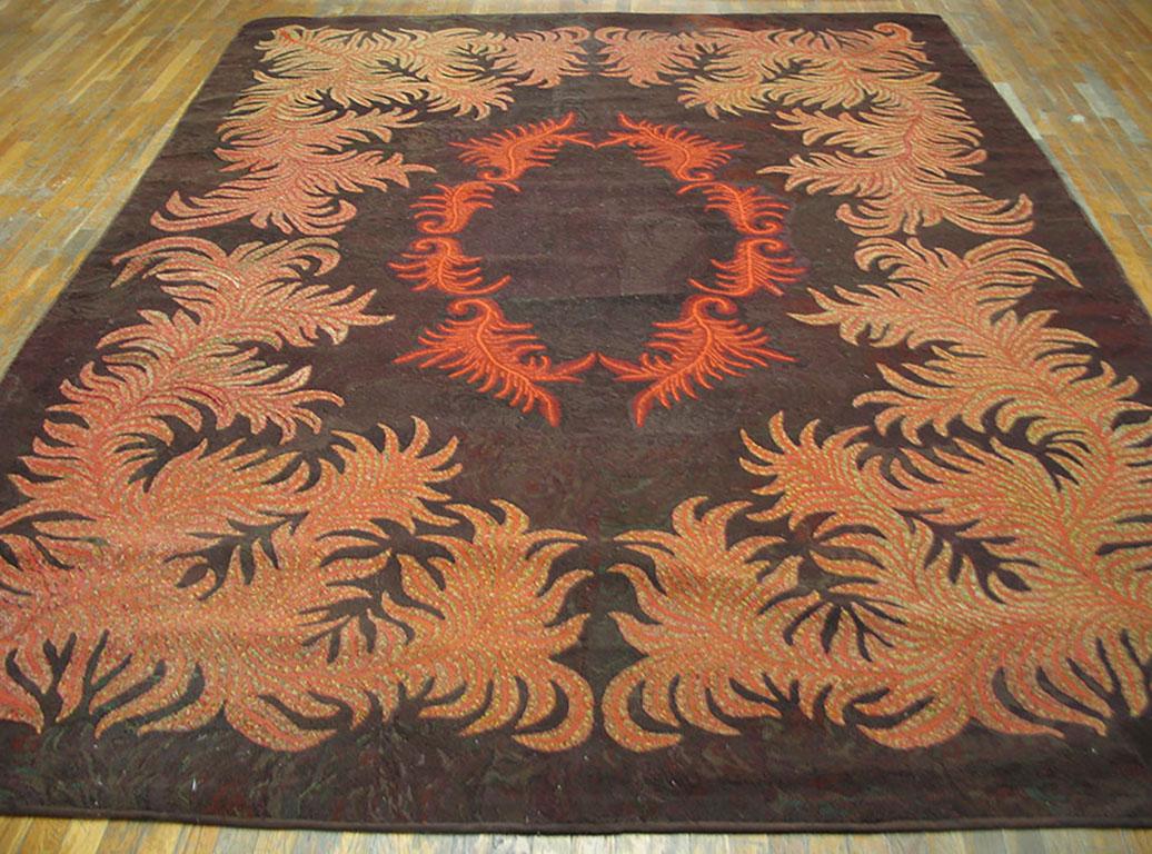 Antique American hooked rug, size: 8'11