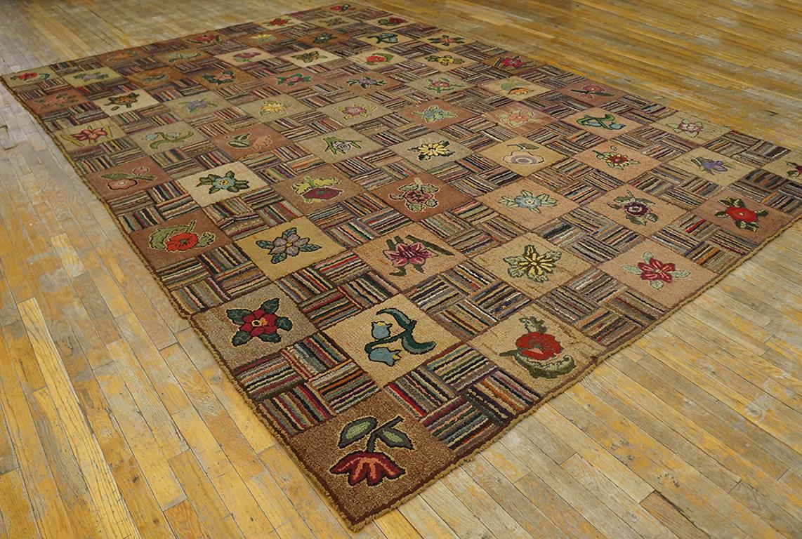 Hand-Woven Antique American Hooked Rug 8' 2