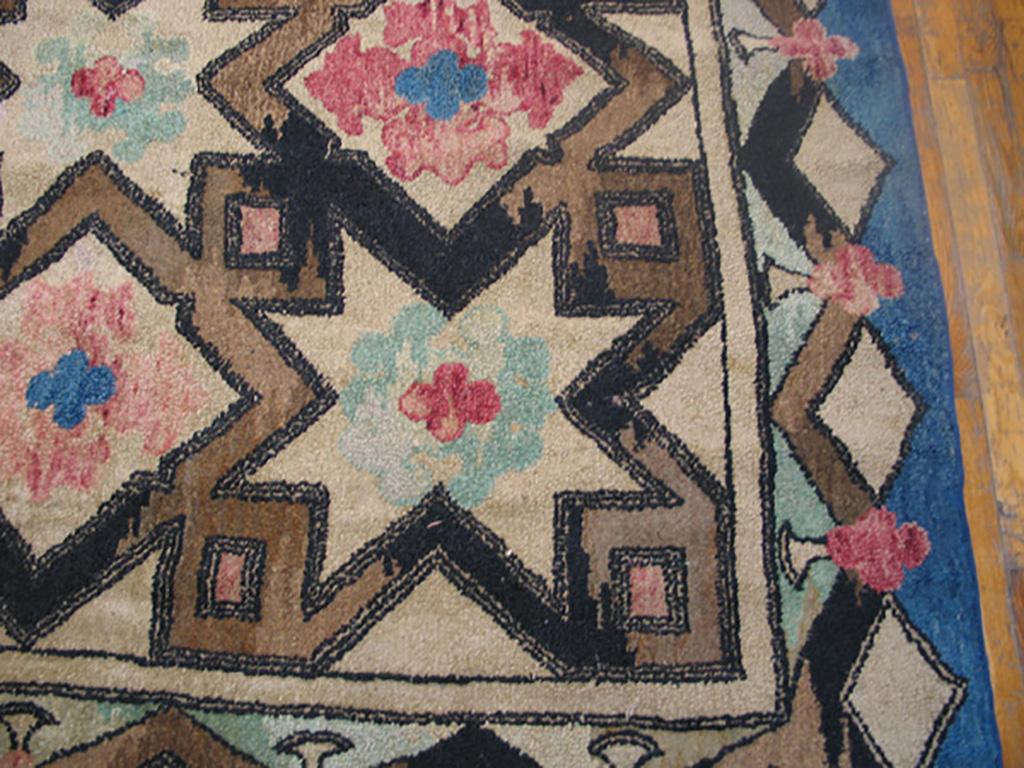 Hand-Woven Antique American Hooked Rug 8' 4