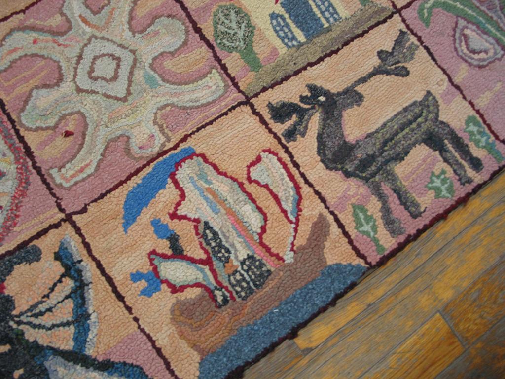Mid-20th Century Mid 20th Century Pictorial American Hooked Rug ( 8'4