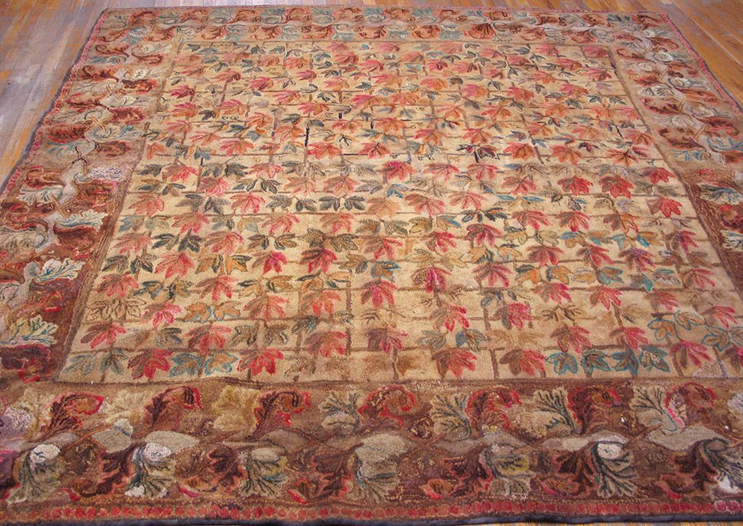 Antique American hooked rug, size: 8'8