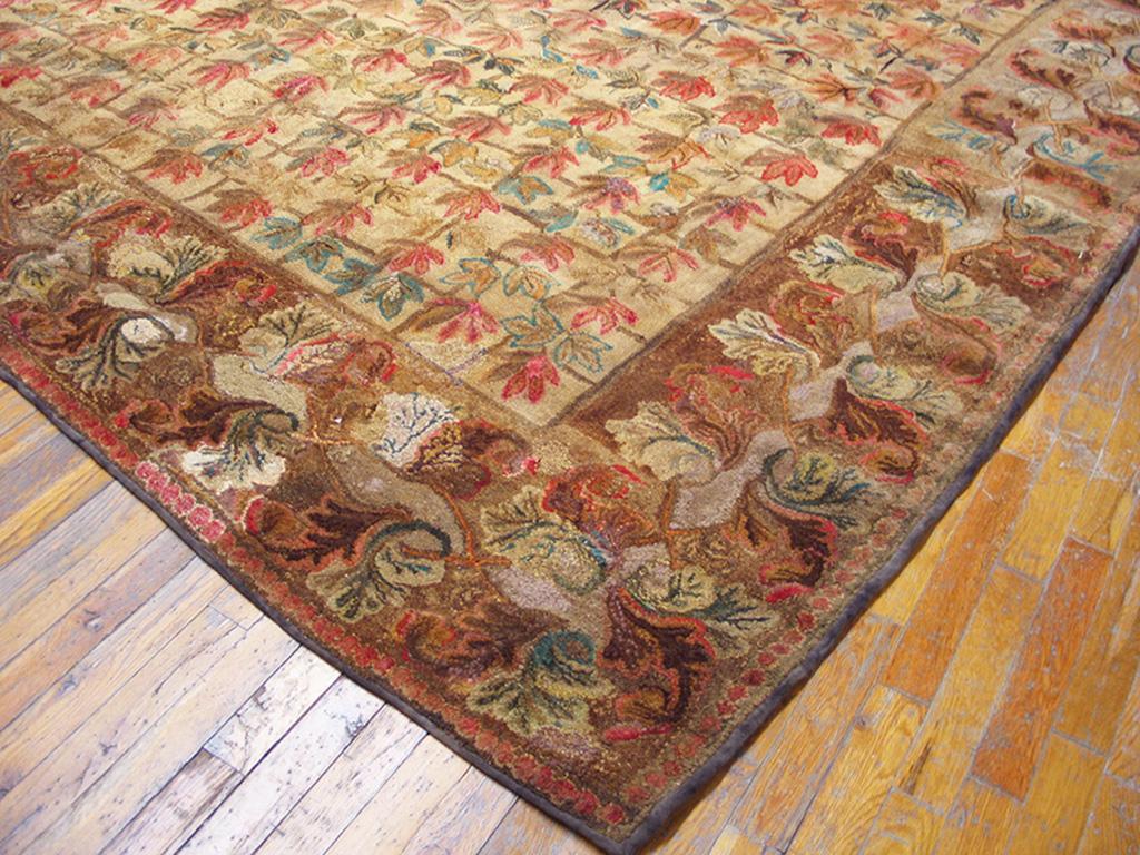Hand-Woven Antique American Hooked Rug 8' 8