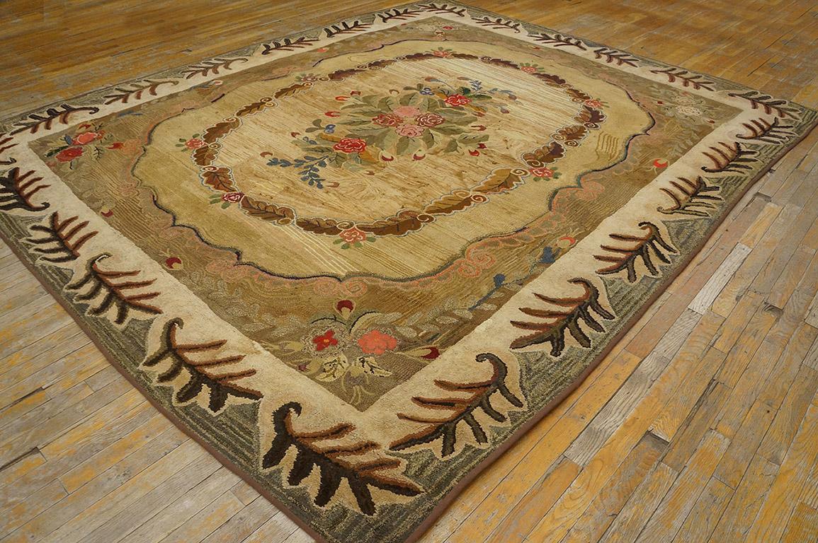 19th Century American Hooked Rug ( 9' x 10'2