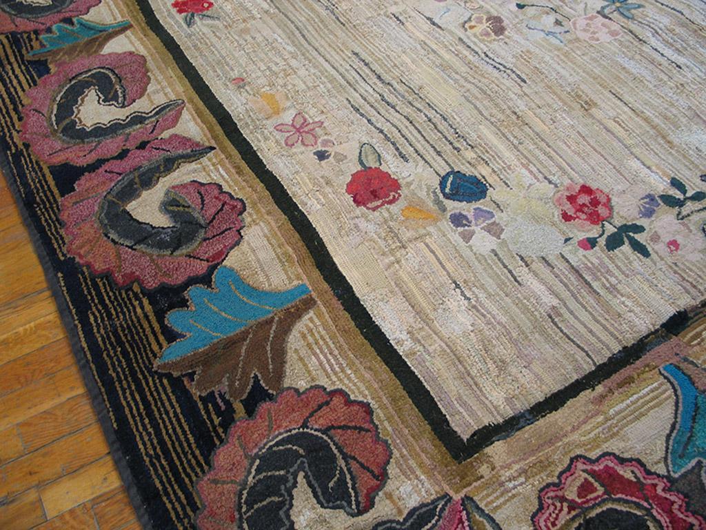 Hand-Woven Antique American Hooked Rug 9' 0