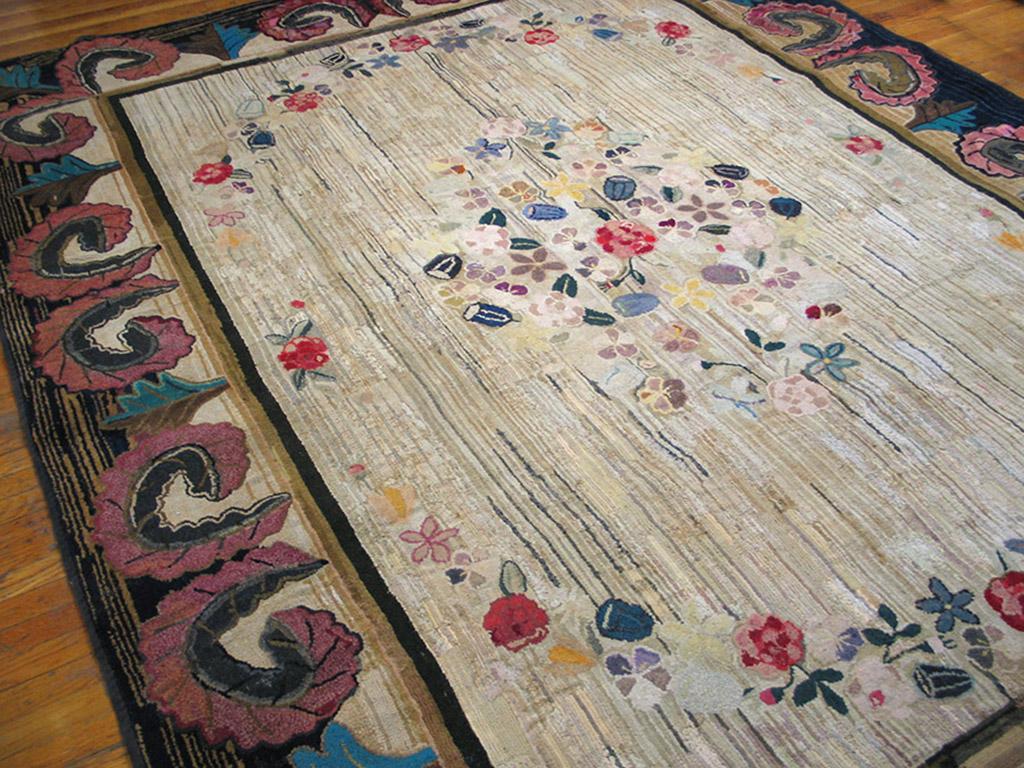 Antique American Hooked Rug 9' 0