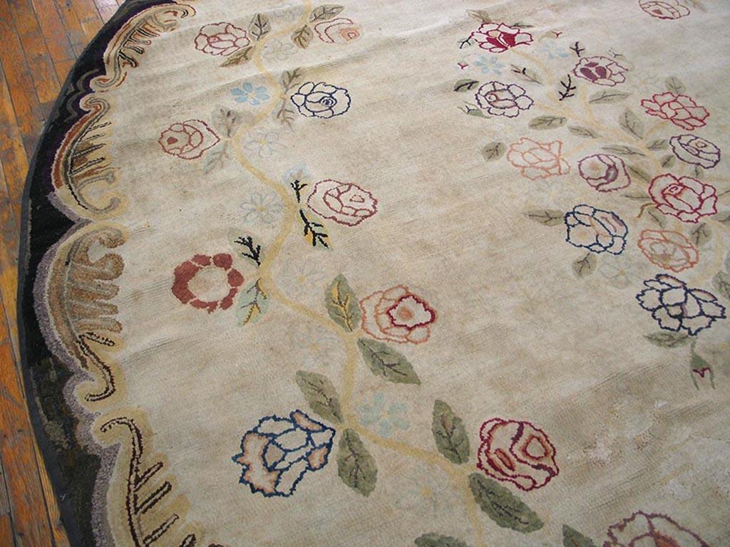 Hand-Woven Antique American Hooked Rug 9' 0