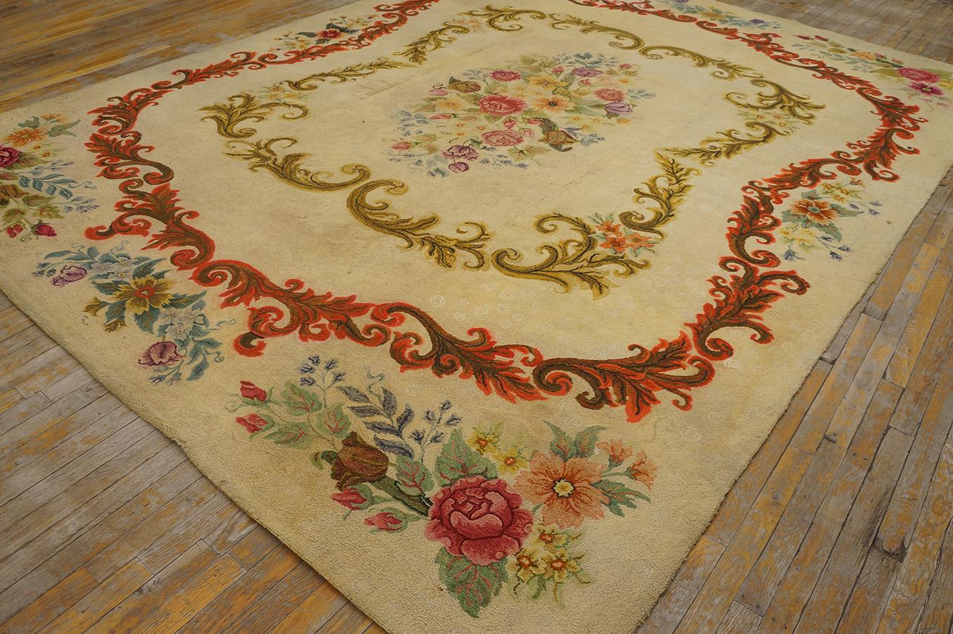 1930s American Hooked Rug ( 9' x 11'8