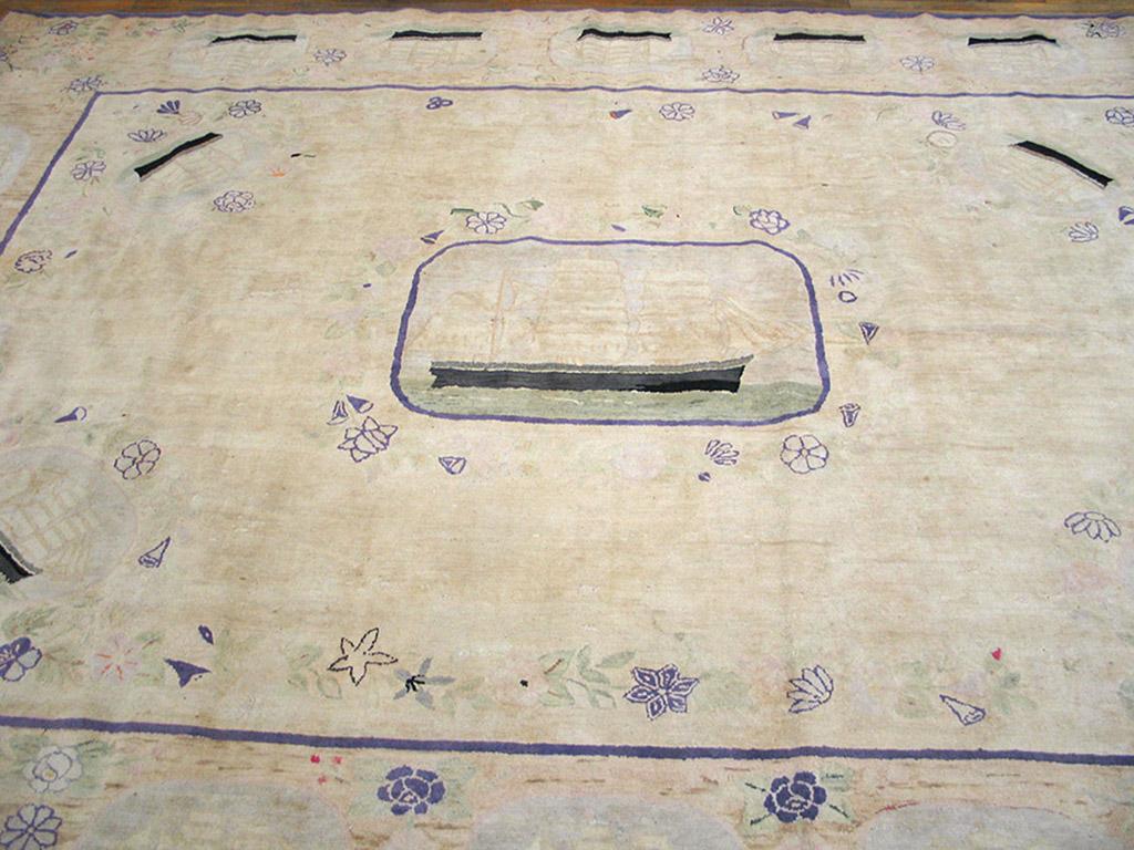 Hand-Knotted Early 20th Century  Nautical Theme American Hooked Rug ( 9' x 12' - 275 x 365 ) For Sale