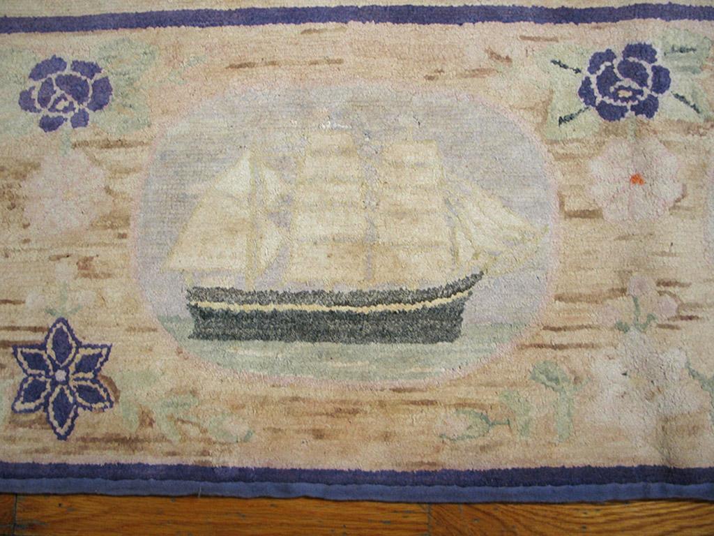 Early 20th Century  Nautical Theme American Hooked Rug ( 9' x 12' - 275 x 365 ) For Sale 1
