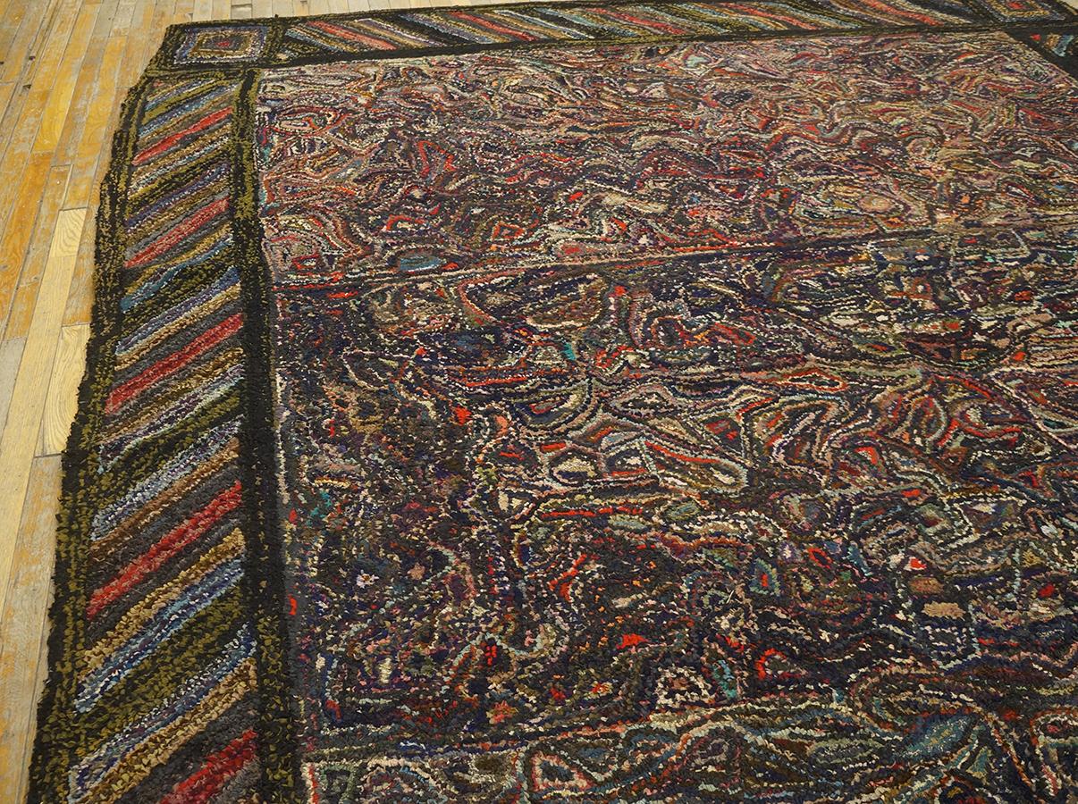 Mid-20th Century 1930s Abstract Design American Hooked Rug ( 9'2