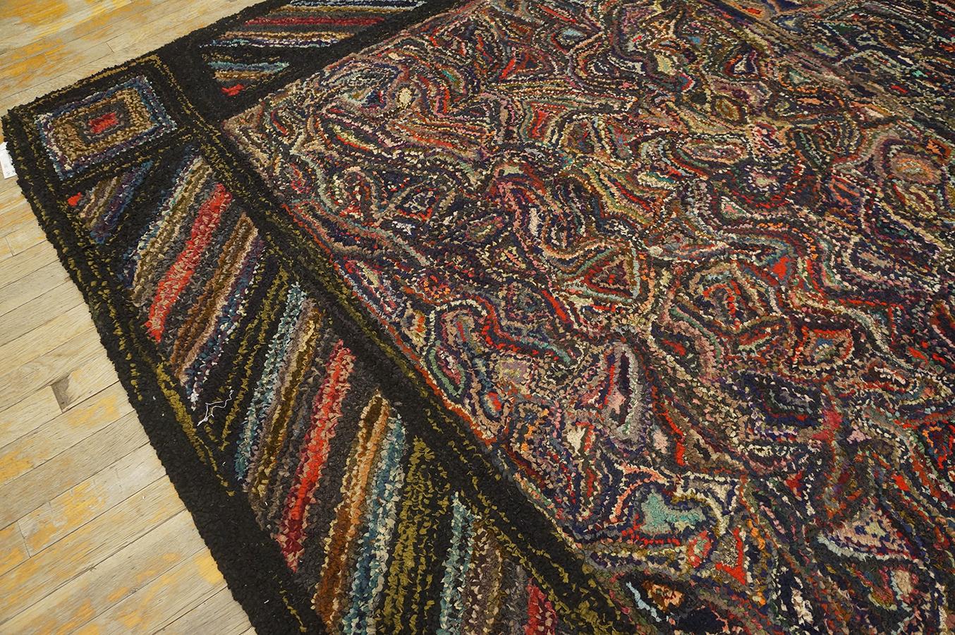 1930s Abstract Design American Hooked Rug ( 9'2