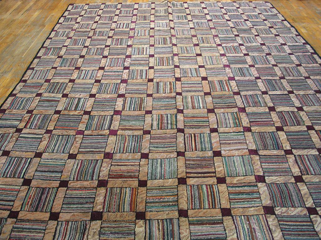 Antique American Hooked rug. Size: 9'3