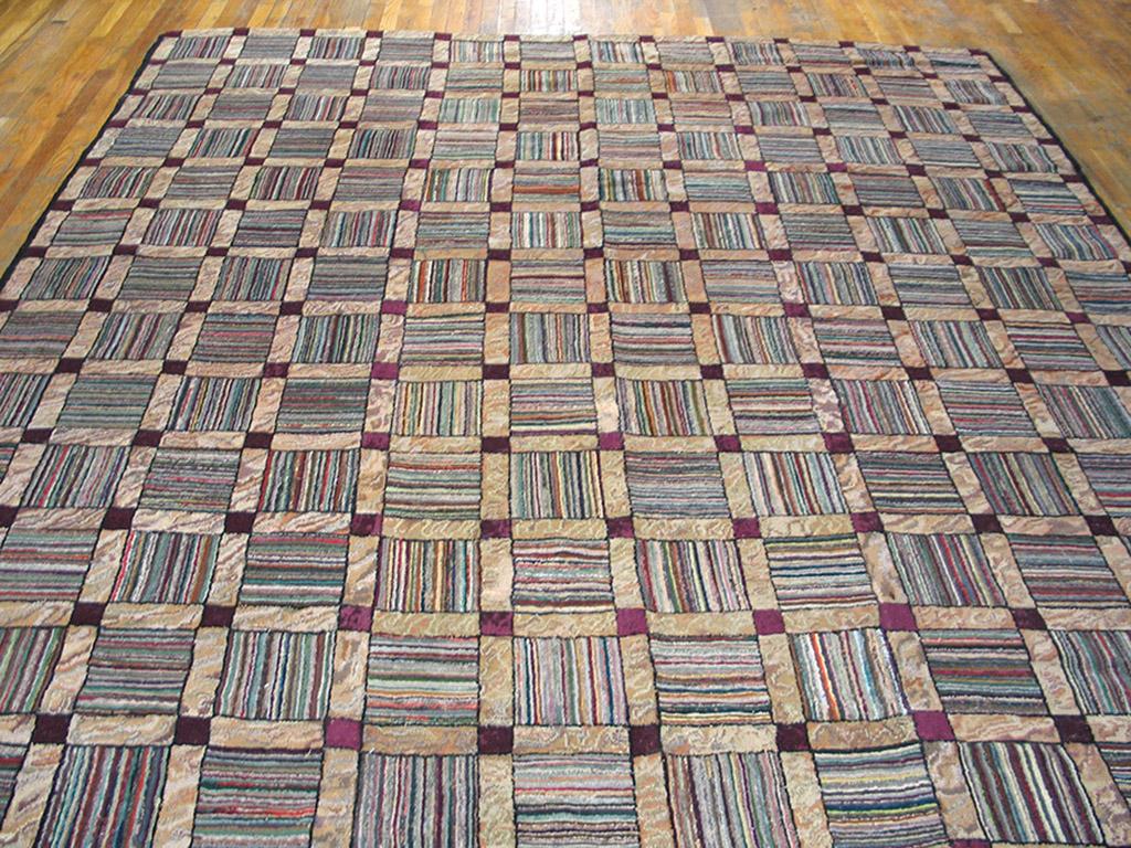 Early 20th Century Antique American Hooked Rug 9' 3