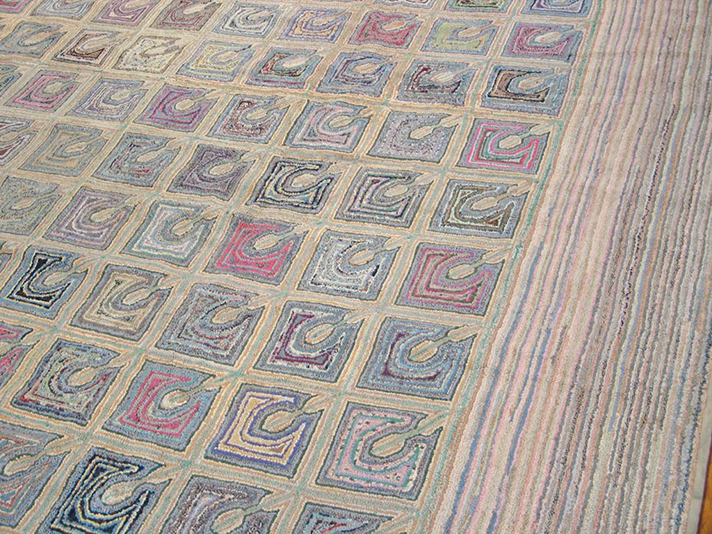 Late 19th Century Antique American Hooked Rug For Sale