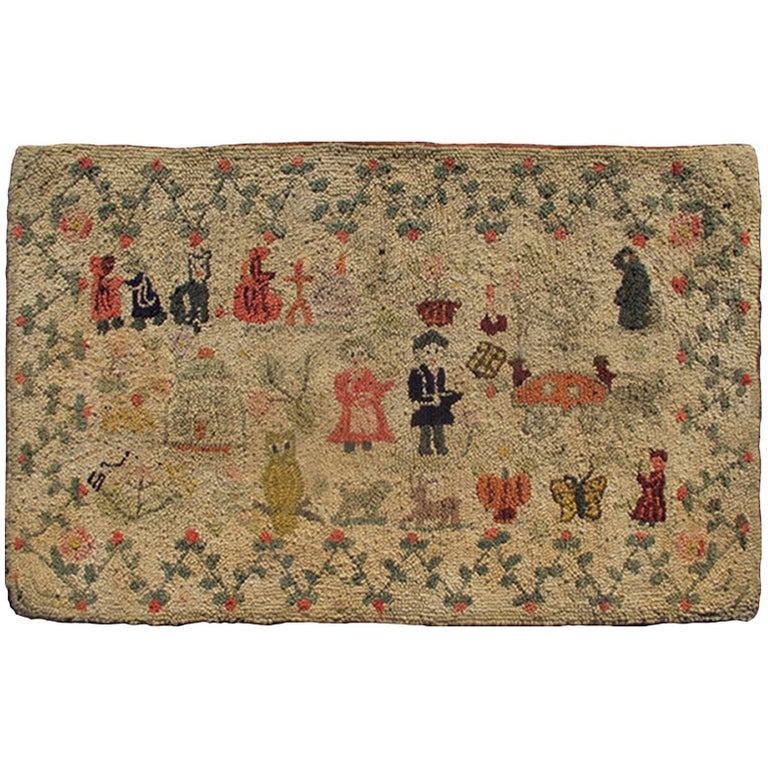 Antique American Hooked Rug at 1stdibs