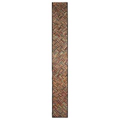 1930s Multicolor American Hooked Basket Weave Rug 2'4" x 17'3" Woven Wool Carpet