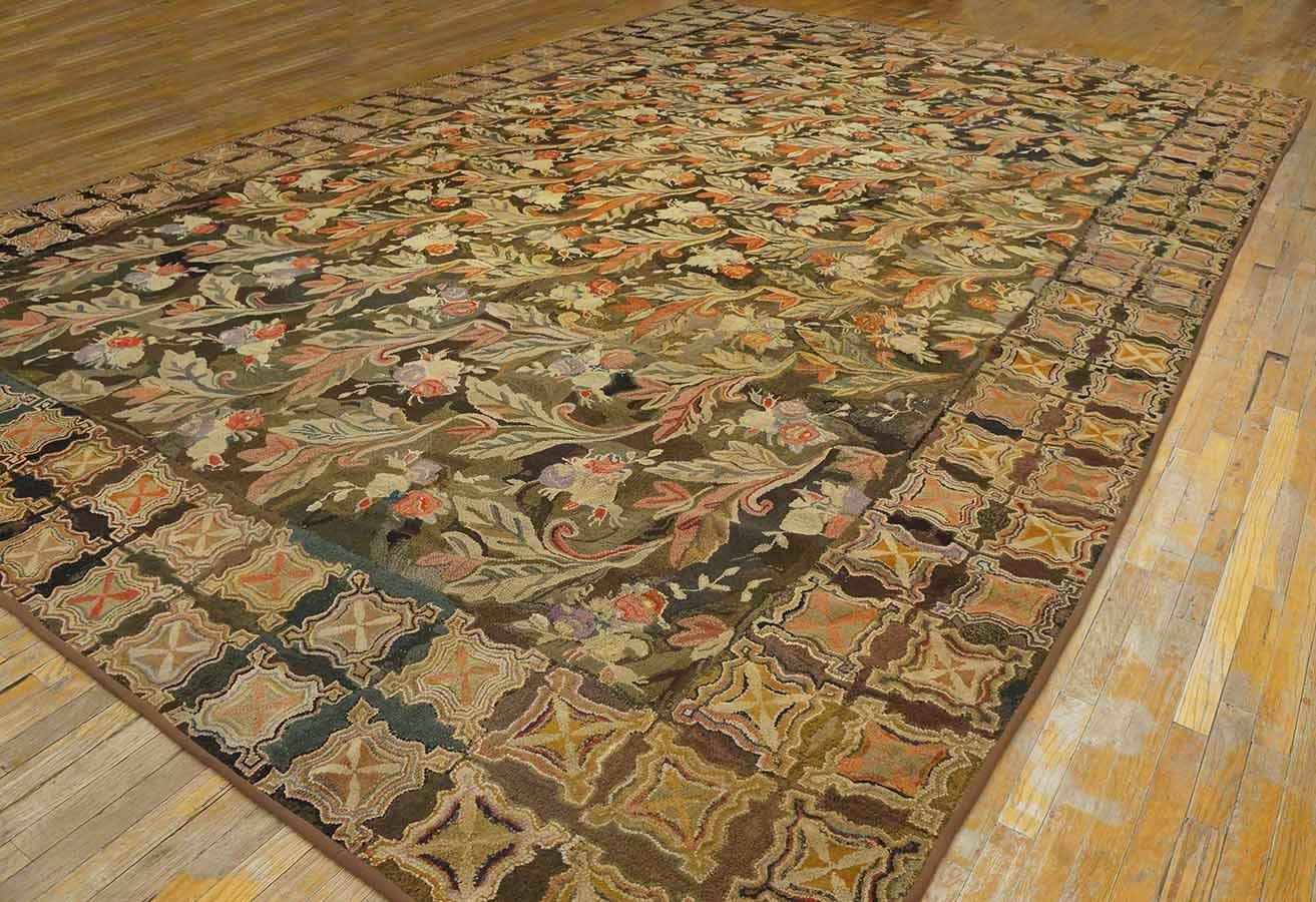 Antique American Hooked rug. Size: 12' 7