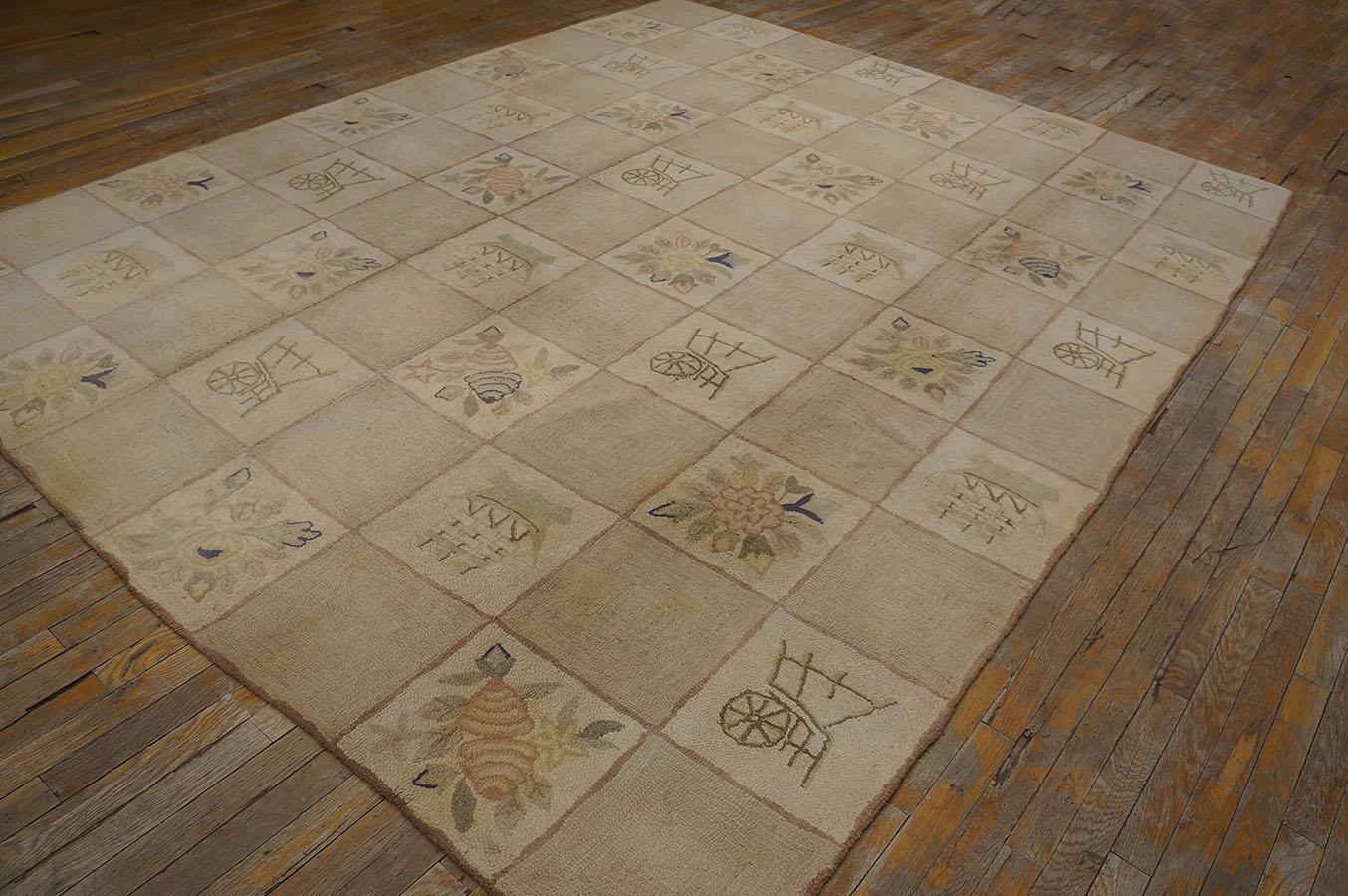 Hand-Woven Antique American Hooked Rug 8' 0