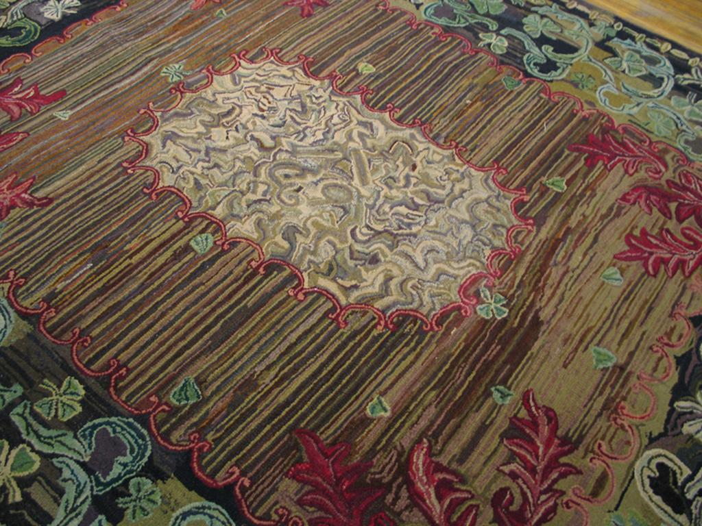 Hand-Woven Antique American Hooked Rug 8' 10