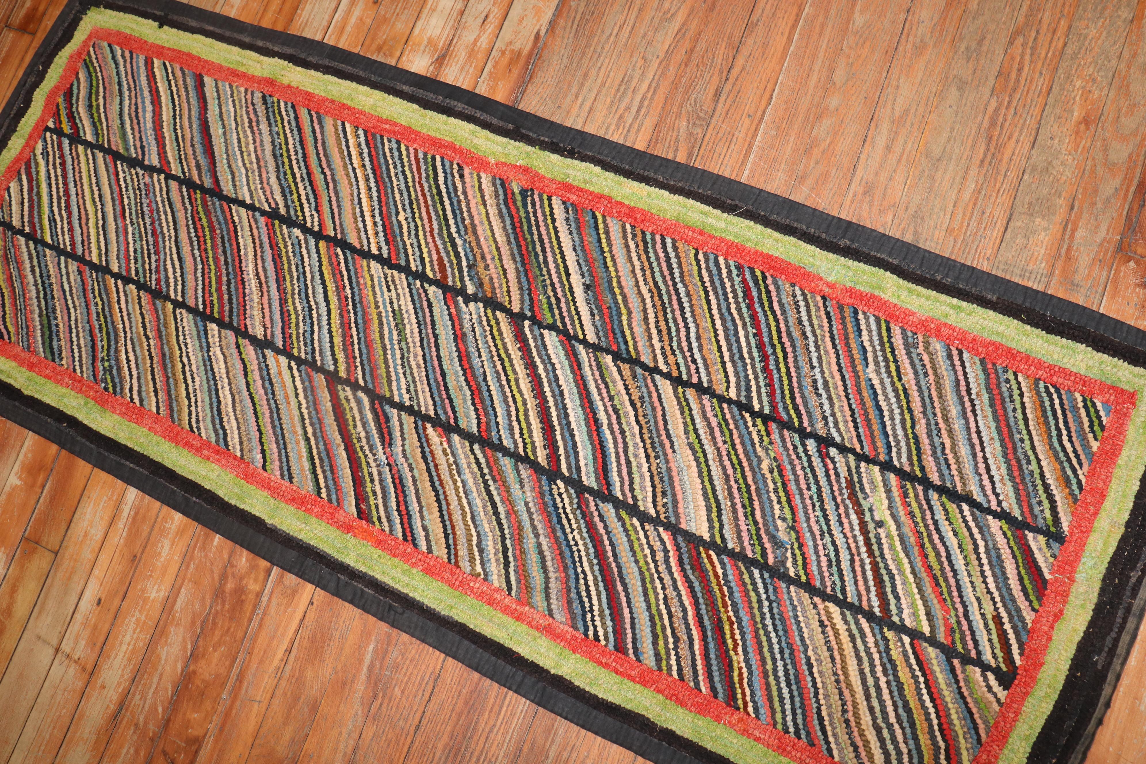 Mid-Century Modern Antique American Hooked Rug For Sale