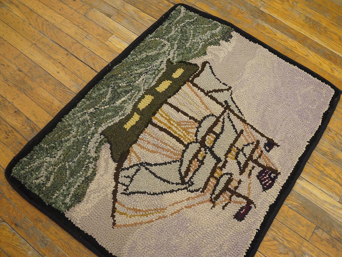 Mid 20th Century Nautical American Hooked Rug ( 2'7
