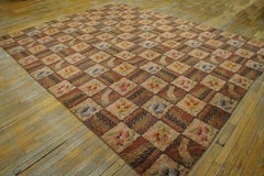 1930s Multicolor Abstract Folk Art Antique American Hooked Rug 9'0"x11'4" Carpet