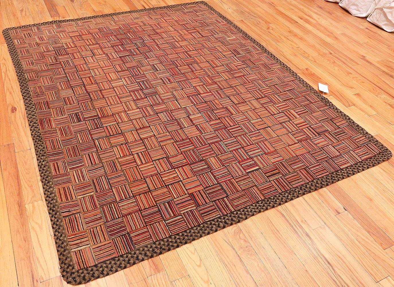 Hand-Knotted Antique American Hooked Rug