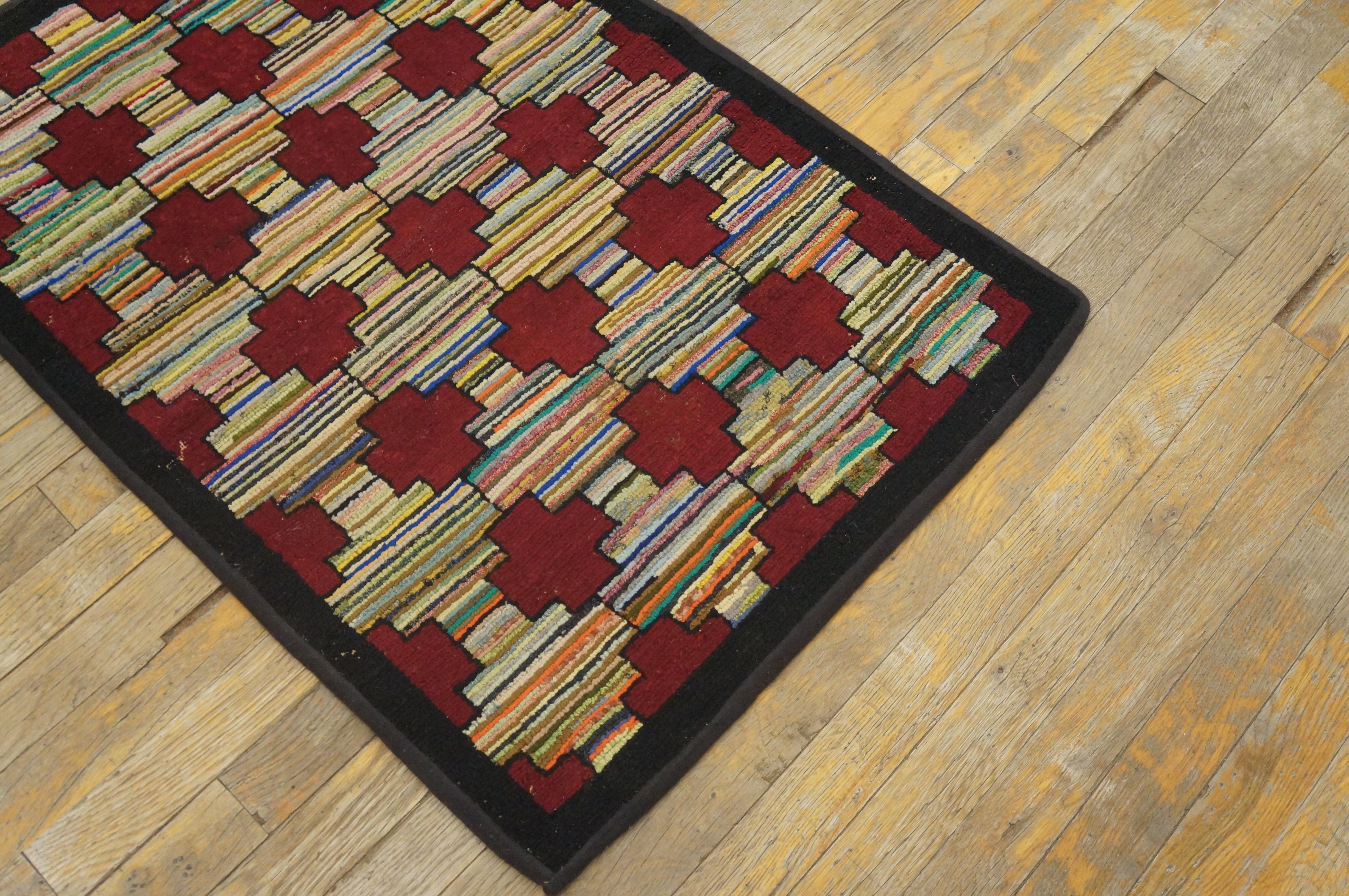 Tapis à capuche américain ancien de 2' 2