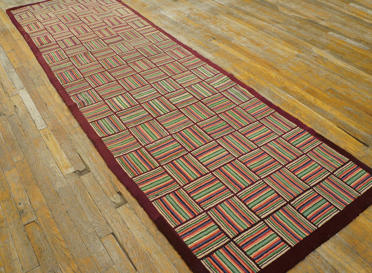 Wool Antique American Hooked Rug 3' 2