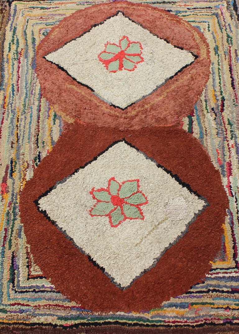 Antique American Hooked Rug For Sale at 1stdibs