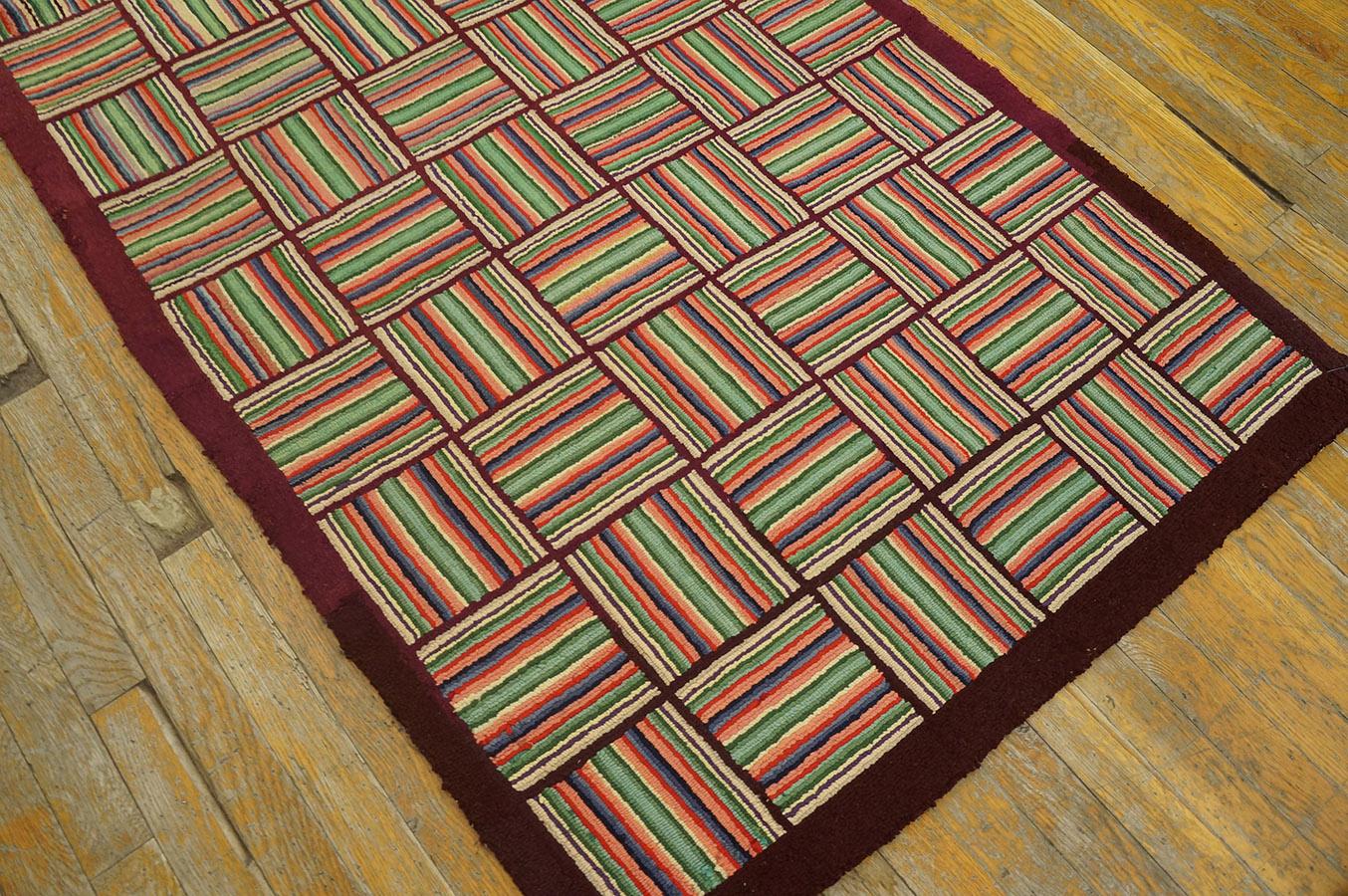 Antique American Hooked Rug 3' 2