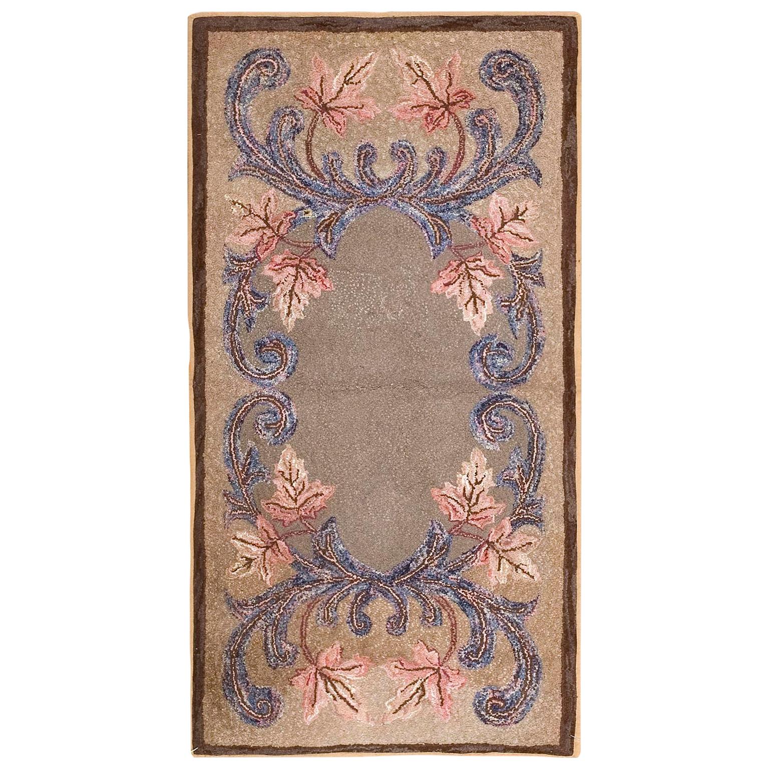 Antique American Hooked Rug 2' 6" x 4' 8" For Sale