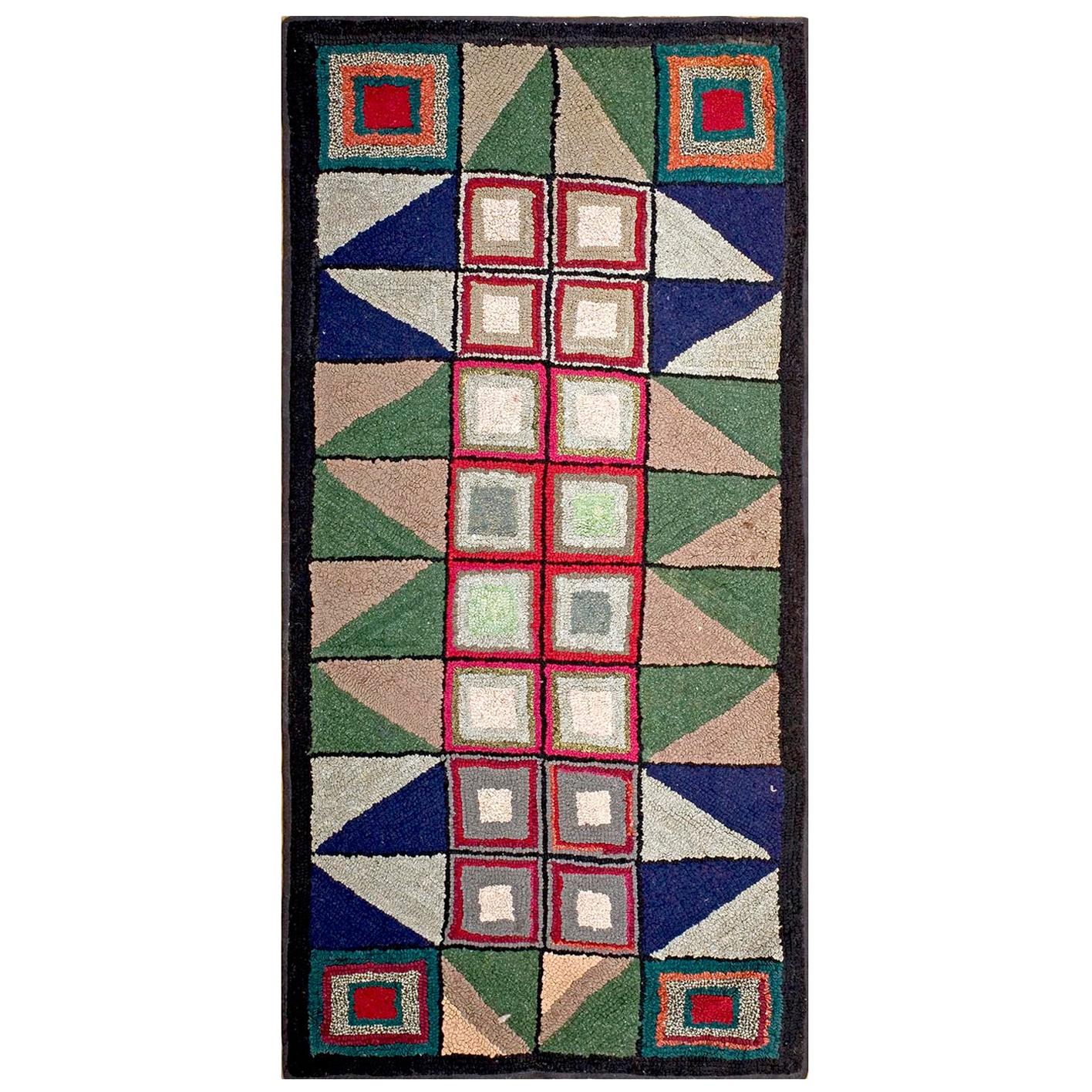 Antique American Hooked Rug 3' 2" x 6' 4" For Sale