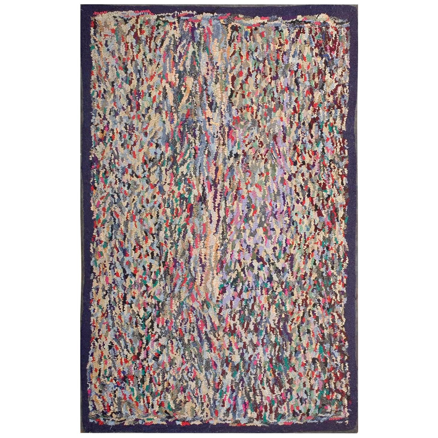 Antique American Hooked Rug 3' 0" x 4' 10"  For Sale