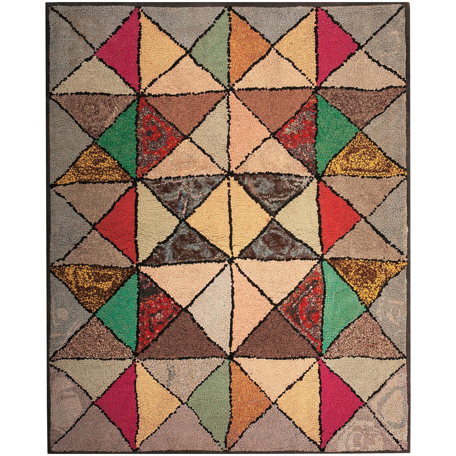 Antique American Hooked Rug 2' 10" x 3' 6"  For Sale