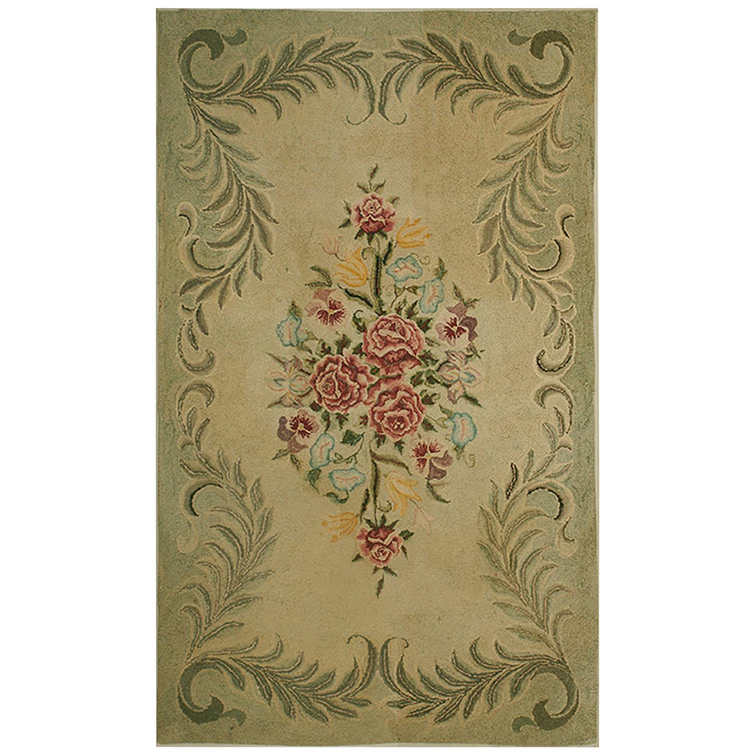 Antique American Hooked Rug 3' 0" x 5' 1" For Sale