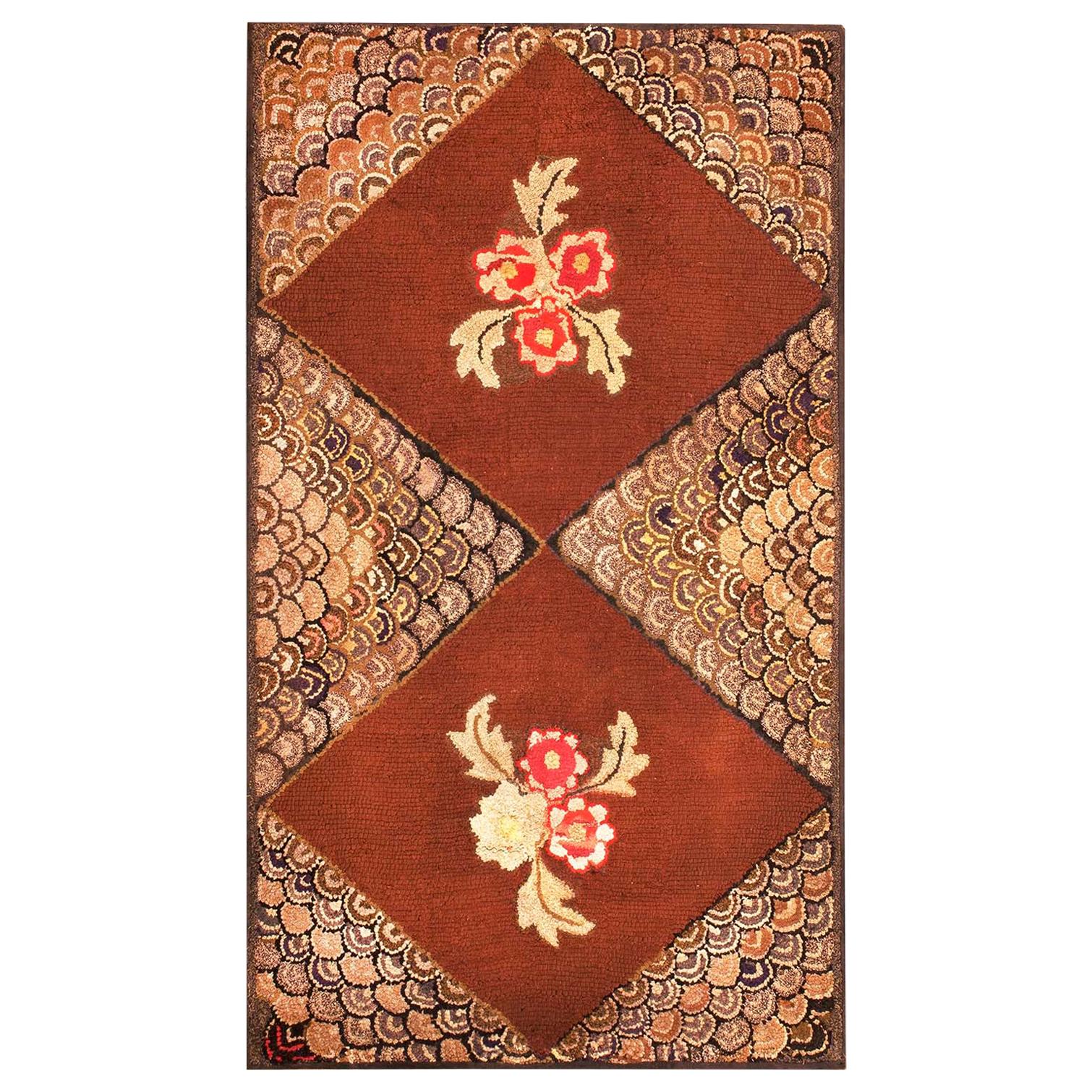 Antique American Hooked Rug For Sale at 1stDibs