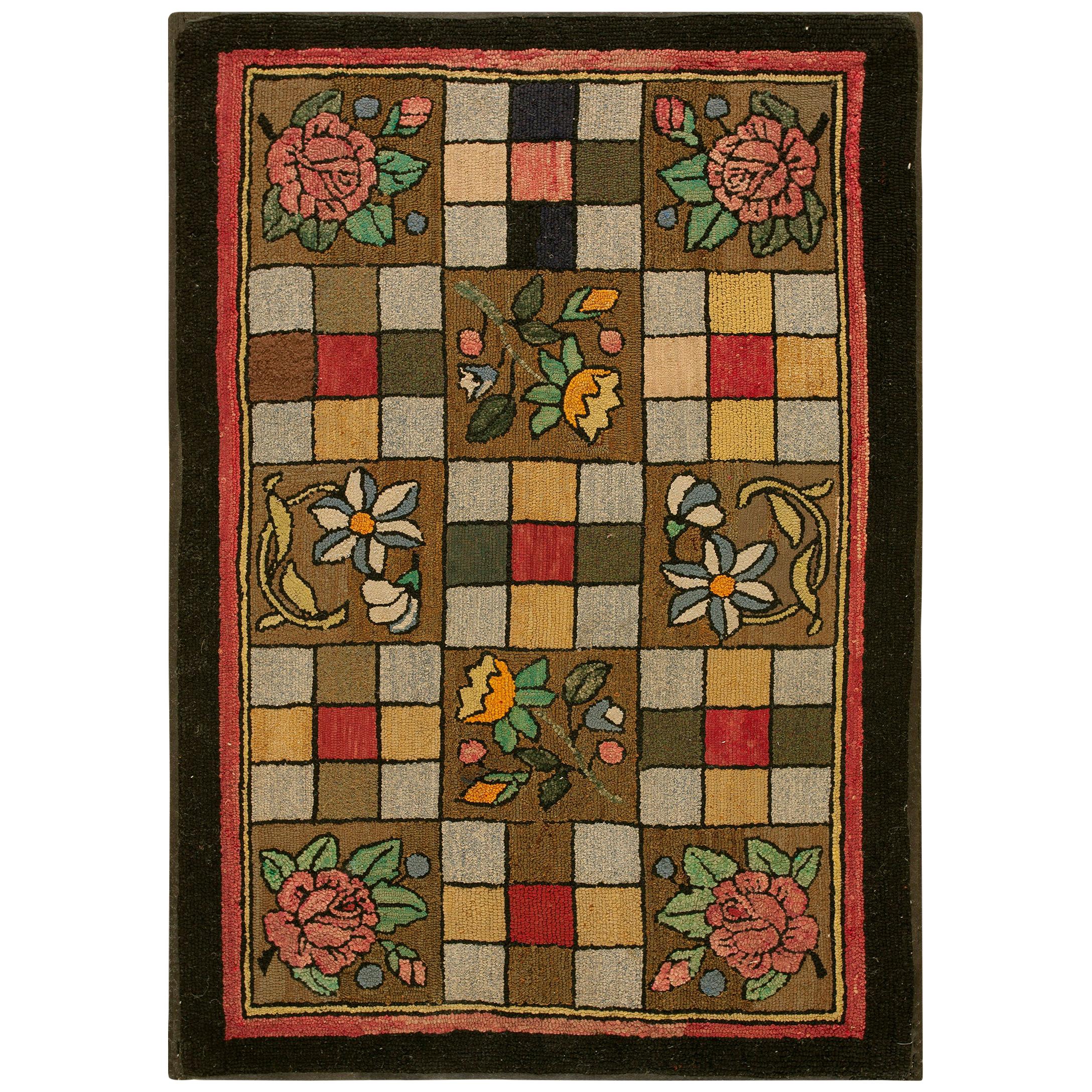 Antique American Hooked Rug 3' 0" x 4' 6" For Sale