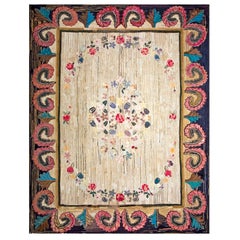 Tapis crocheté américain ancien de 9' 0""" x 11' 8""