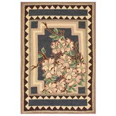 Tapis crocheté américain ancien