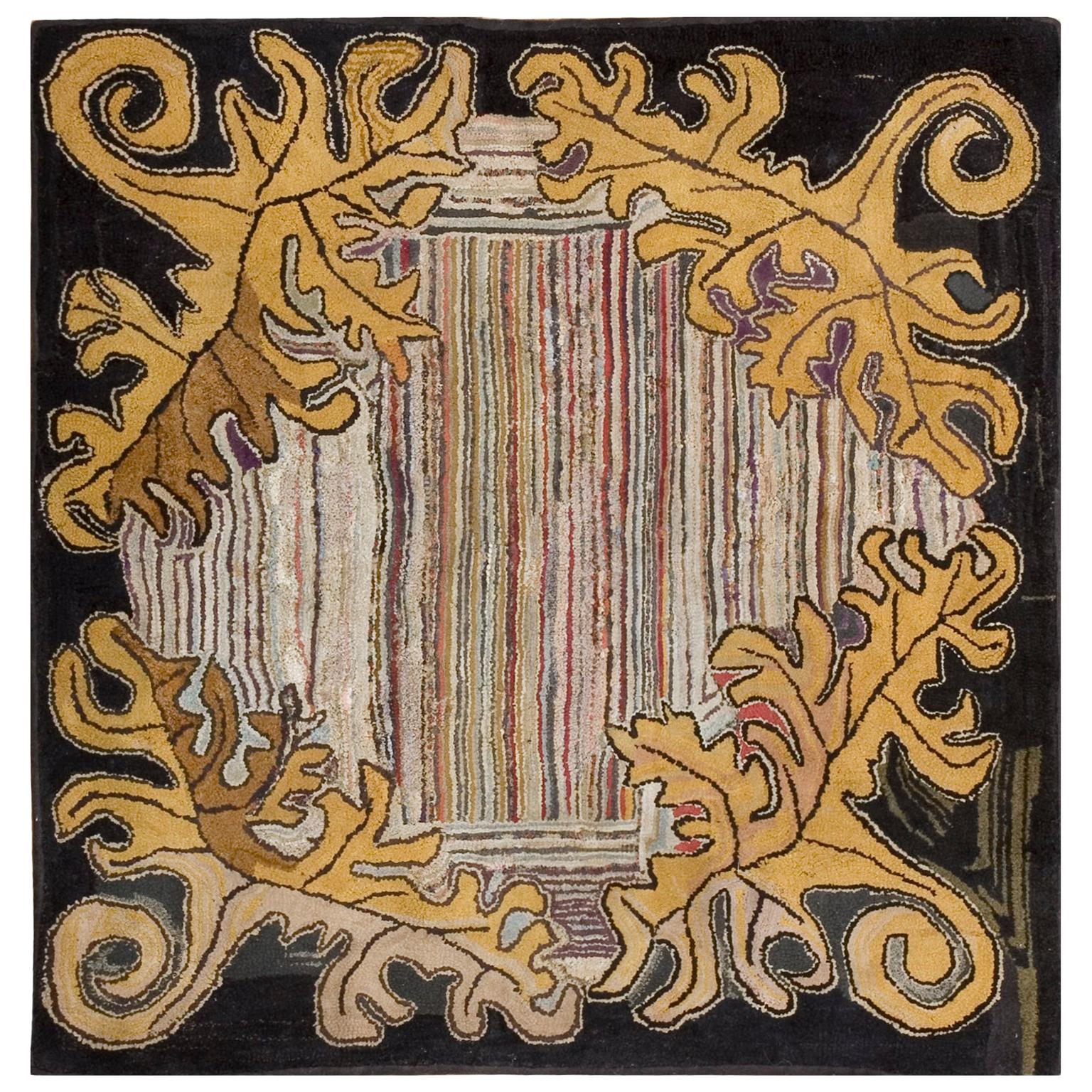 Tapis à capuche américain ancien de 3' 8""" x 4' 0""