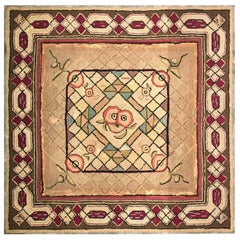 Vintage American Hooked Rug 4' 2" x 4' 2"