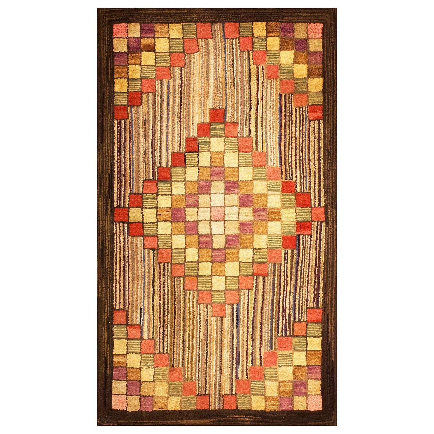 Antique American Hooked Rug 3' 0" x 5' 0" For Sale
