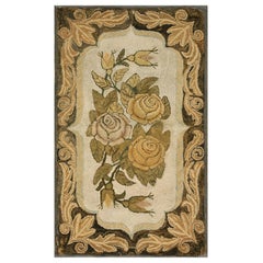 Antique American Hooked Rug 2' 7" x 4' 8"