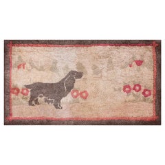 Vintage 1930s Pictorial American Hooked Rug ( 2' x 3' 8" - 61 x 112 cm ) 